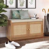 Sturdis Shoe Storage Bench with Cushion - Rattan