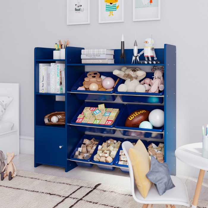 Sturdis Kids Toy Storage Organizer with Bookshelf and 8 Toy Bins